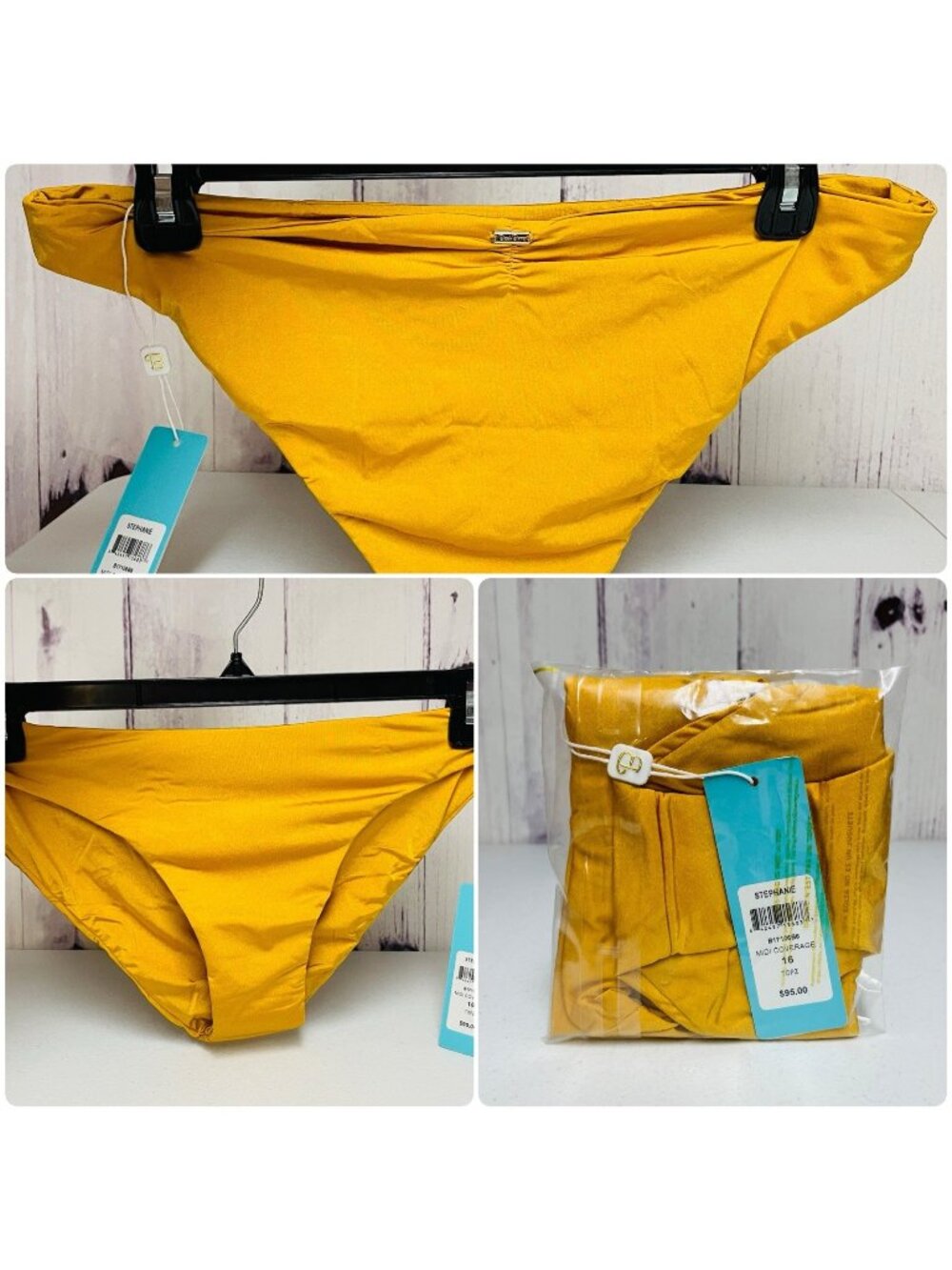 Beach Bunny Stephanie Swimwear Bottoms 16 Midi Coverage Yellow Gold